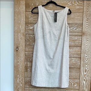 Banana Republic Cream Sheath linen Midi Dress Sleeveless Scoop Neck